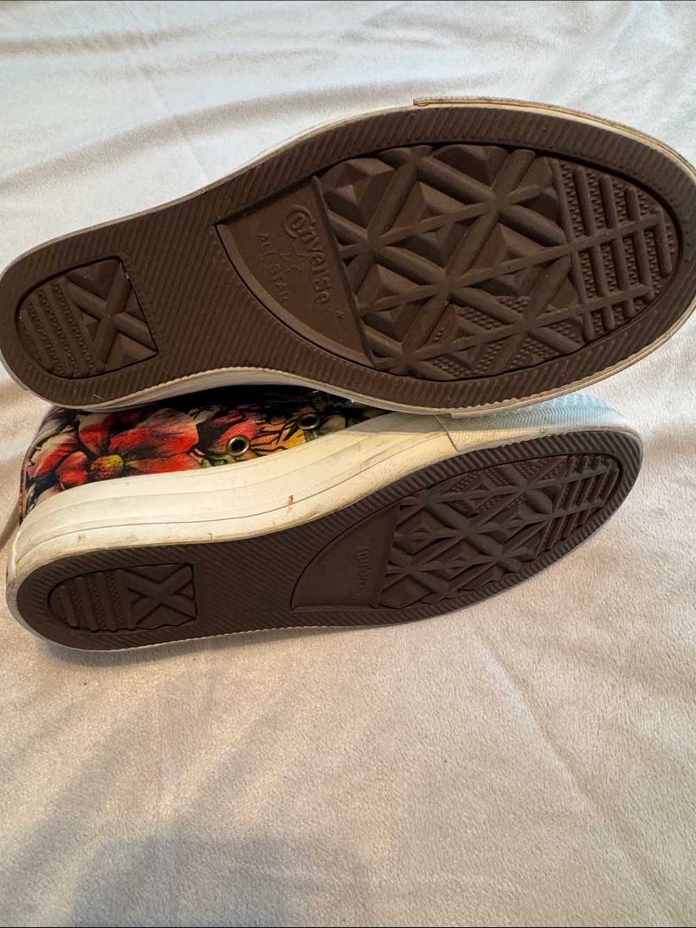 Converse Floral High-Top Wedge Sneakers in Cream, Yellow, Red, Blue - Picture 6 of 7
